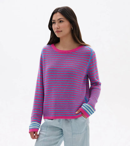 Pointelle Stripe Sweater