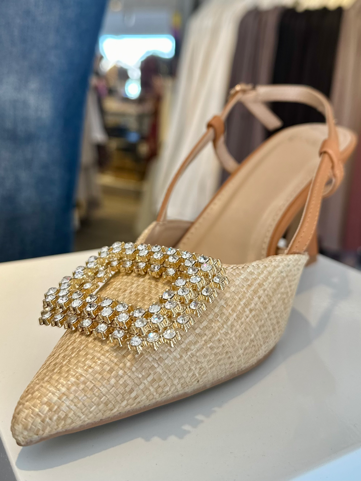 Beige Slingback with Kitten Heel