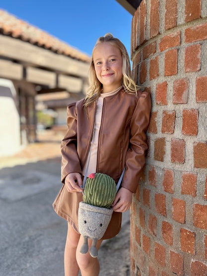 Three Piece Vegan Leather Jacket & Skirt Set for Girls