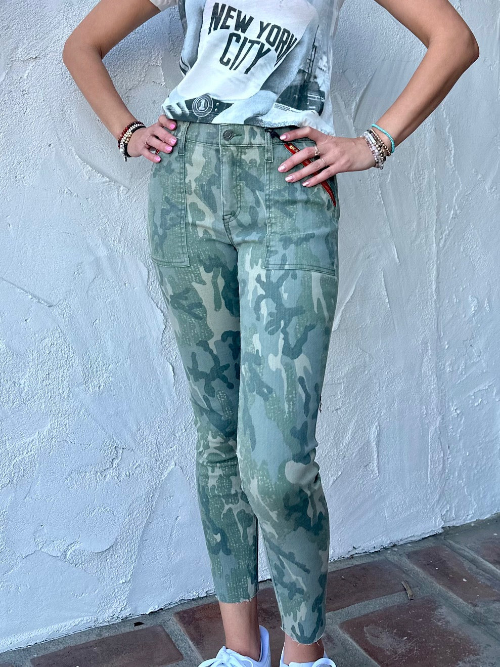 Red Zipper Jean in Camo