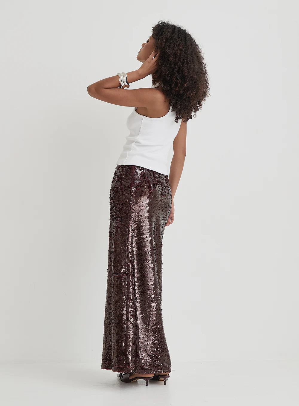 Odell Sequin Skirt in Burgundy