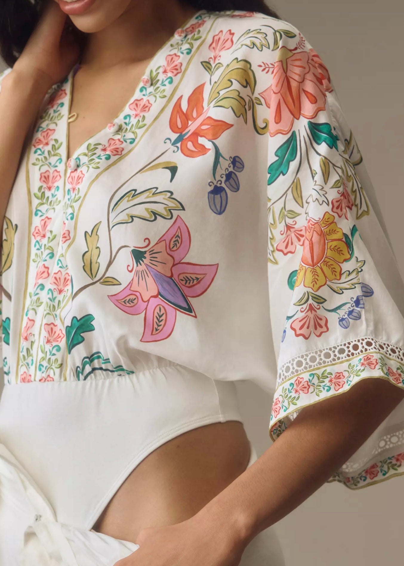 Insects Floral Off White Bodysuit