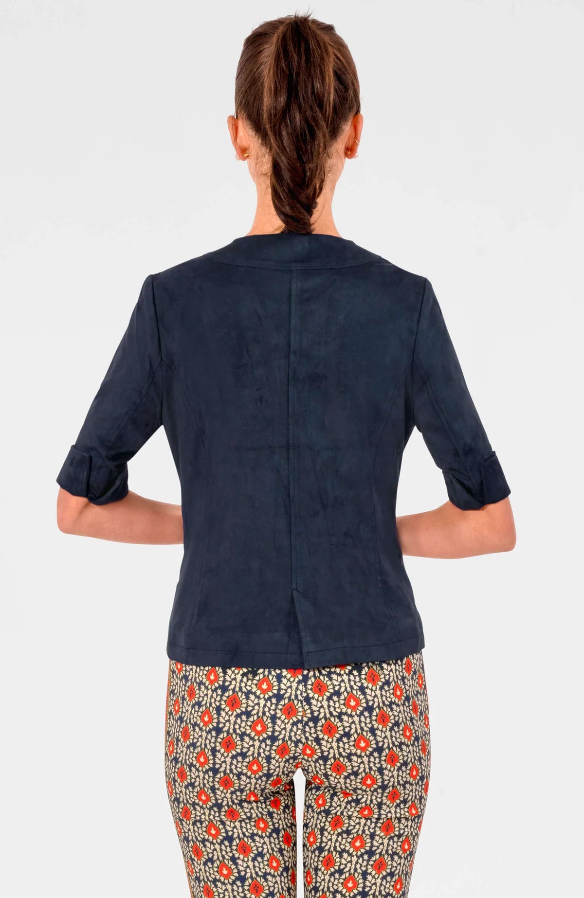 Short Stop Suede Jacket in Navy