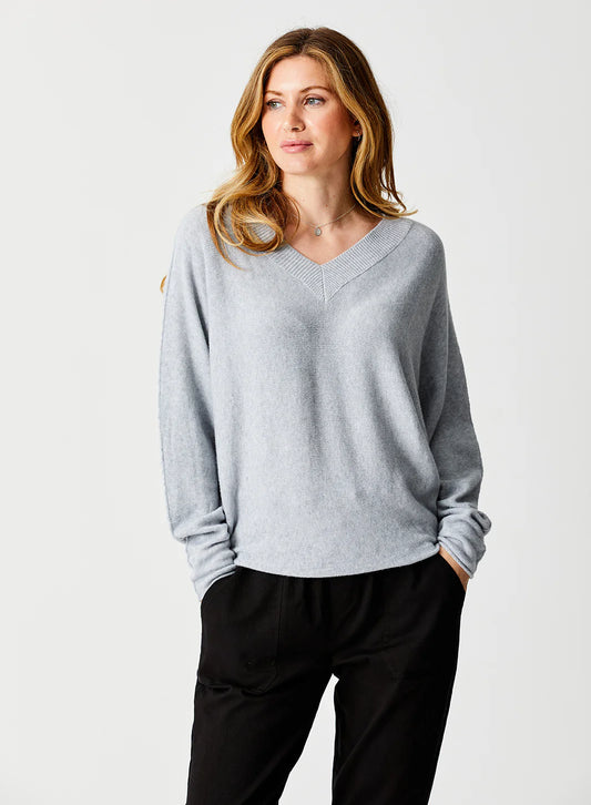 Lenny Double V Neck Batwing Soft Knit Sweater