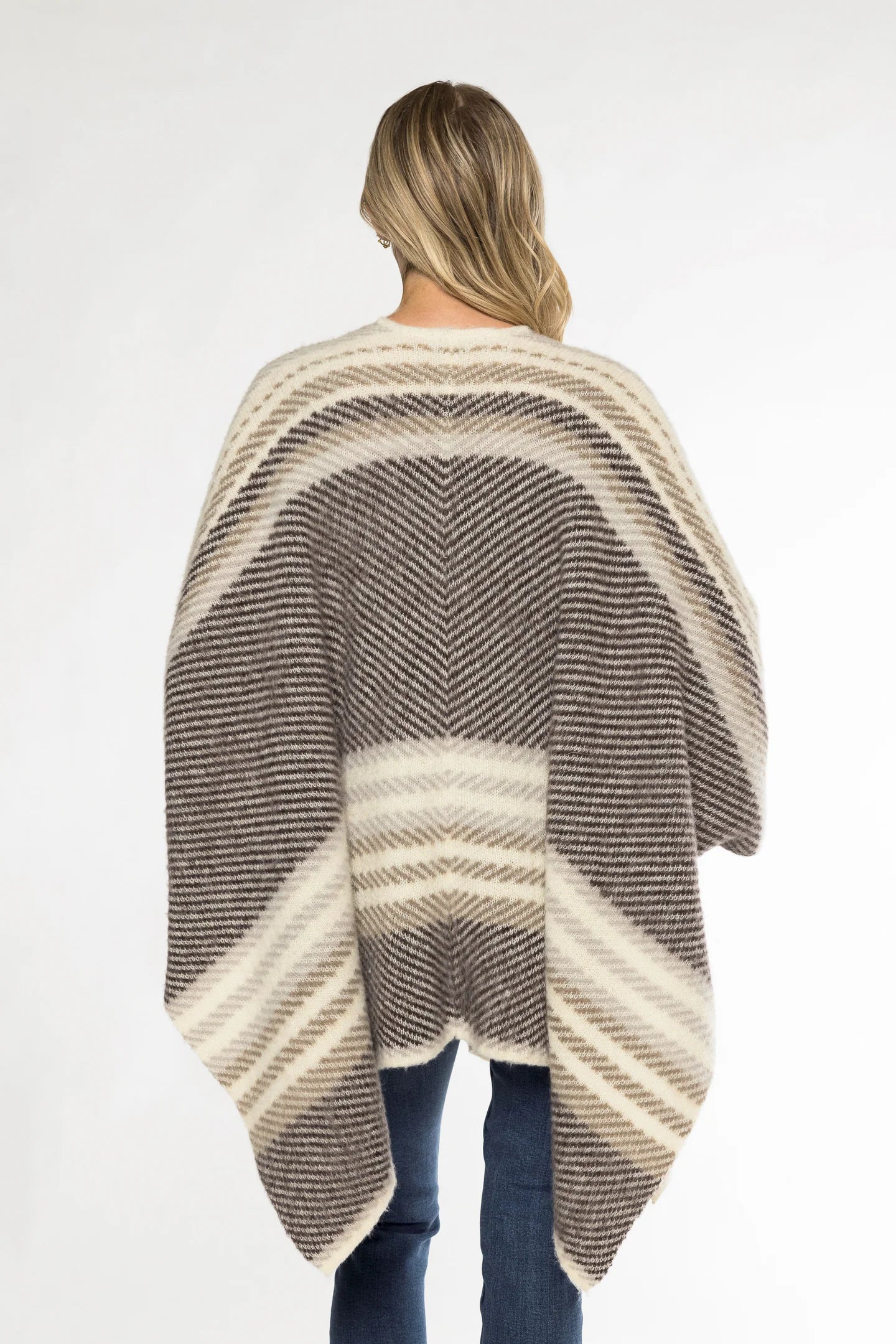 Stripe Poncho in Taupe