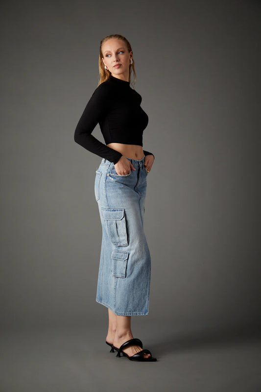 Major General Denim Midi Skirt
