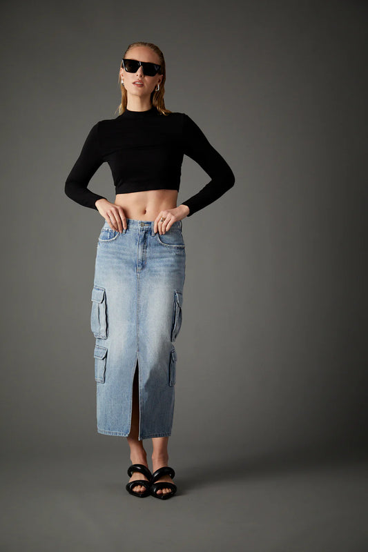 Major General Denim Midi Skirt