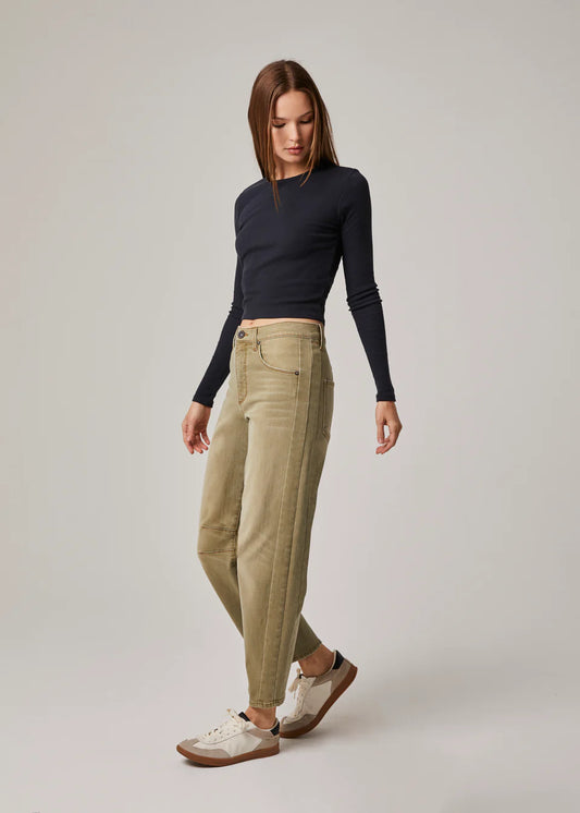 Jack High Rise Slouchy Barrel Jeans in Light Olive