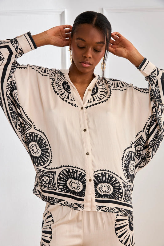 Two-Tone Ethnic Blouse
