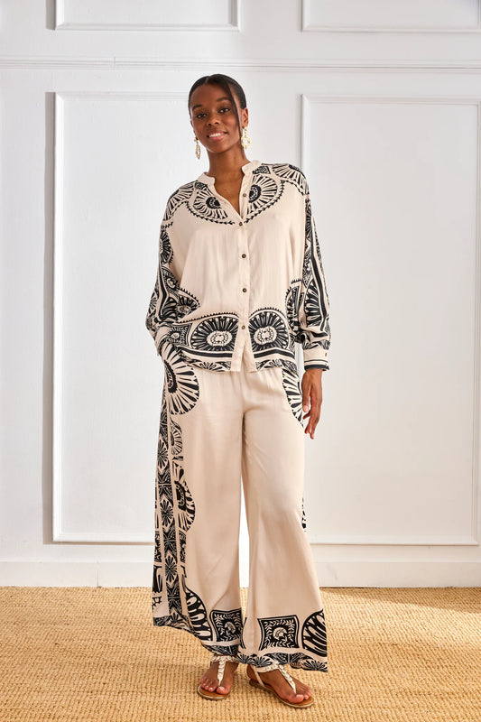 Two-Tone Ethnic Blouse