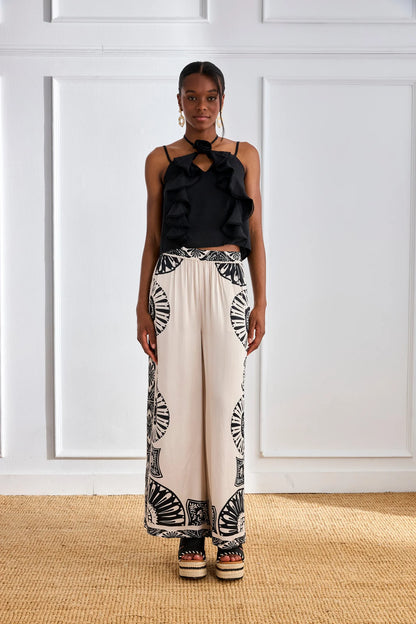 Two-Tone Printed Trousers