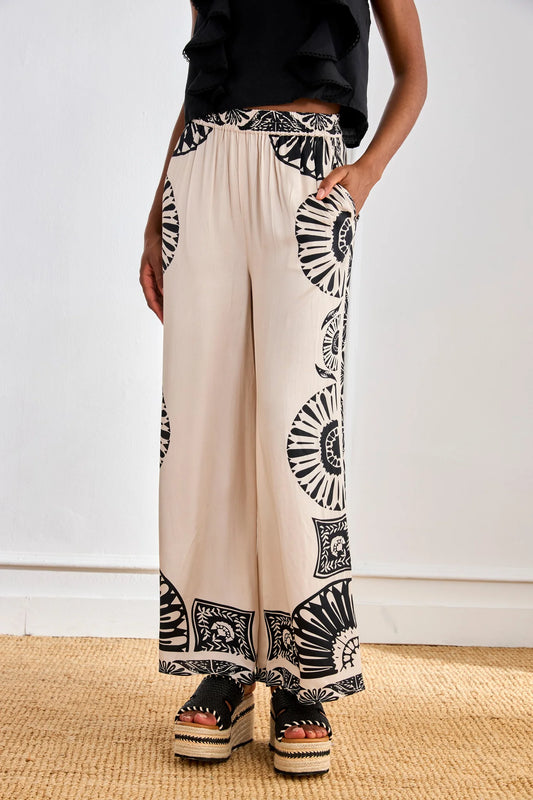 Two-Tone Printed Trousers