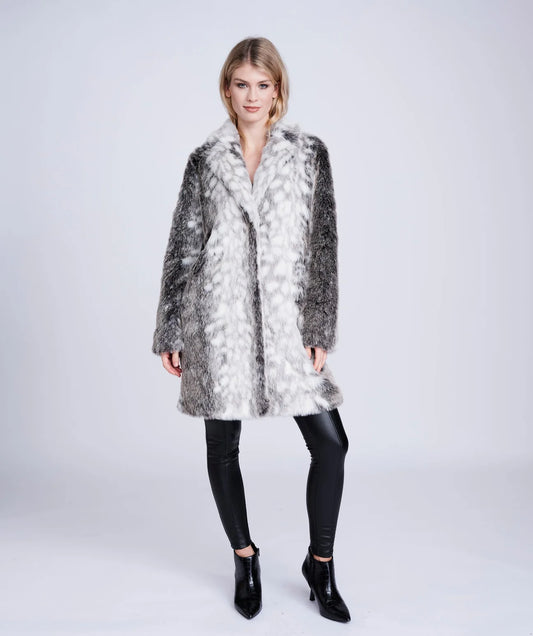 Paris Coat Snow Leopard Faux Fur Coat