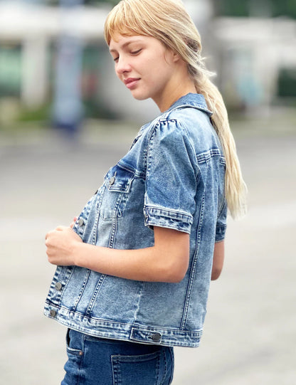 Puff Sleeve Denim Jacket