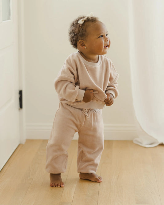 Velour Relaxed Sweatpant in Blush