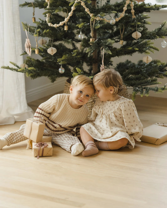 V Smocked Dress in Holly Berry