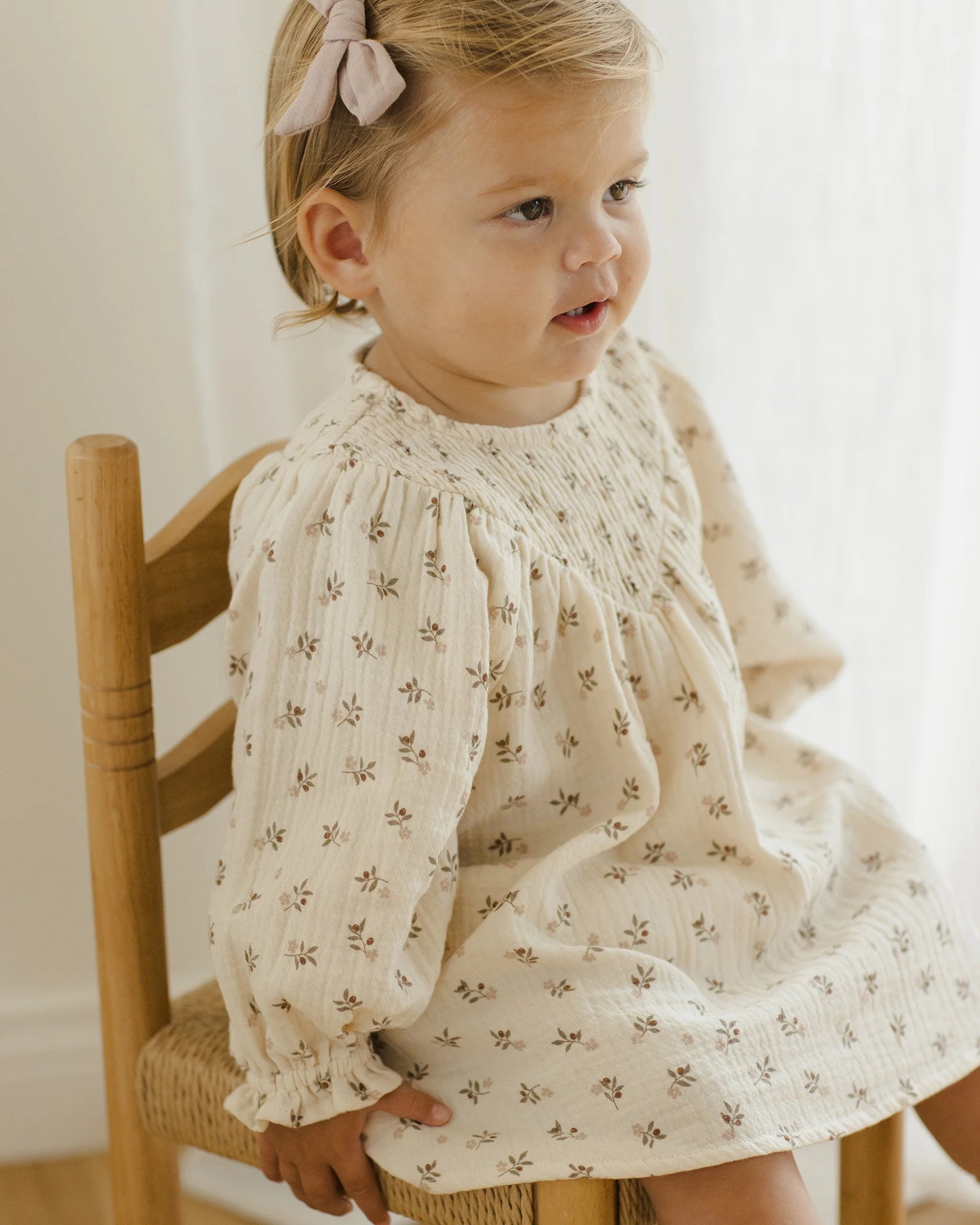 V Smocked Dress in Holly Berry