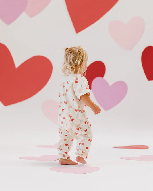 Heart Balloon Jersey Tee + Pant Set