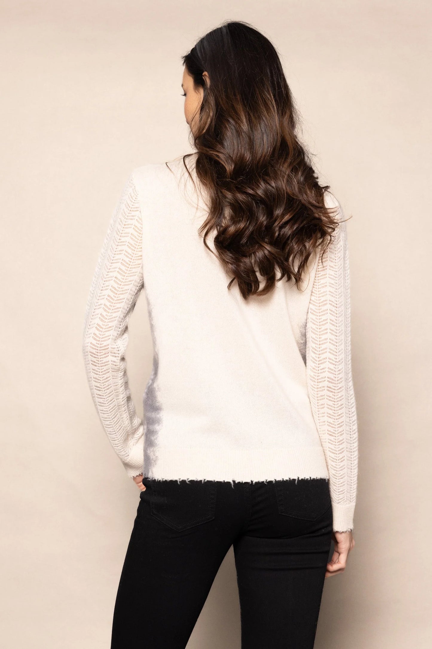 Side by Side Cashmere Sweater in Frosting