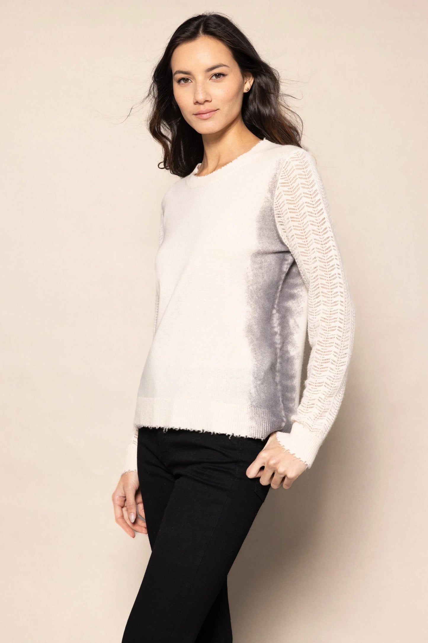 Side by Side Cashmere Sweater in Frosting