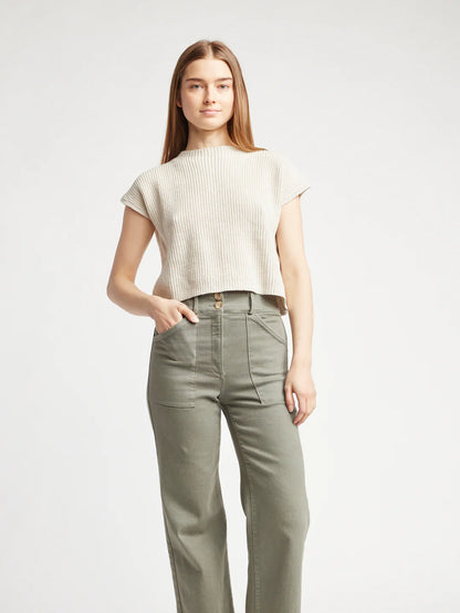 Gillian Crop Sweater Tee in Pudding