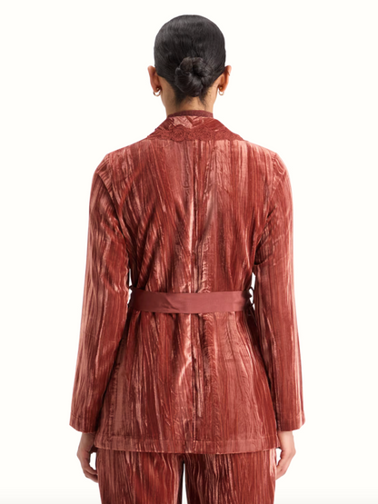 Crushed Velvet Jacket with Lace Trim