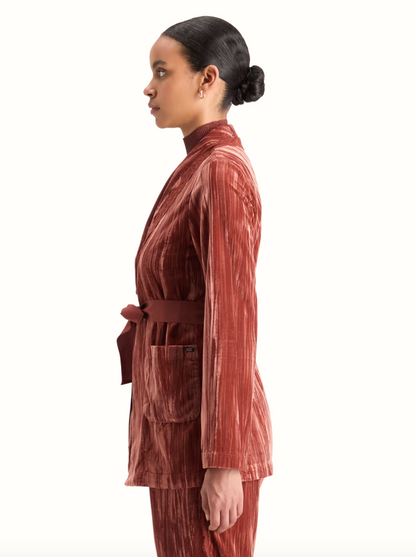 Crushed Velvet Jacket with Lace Trim