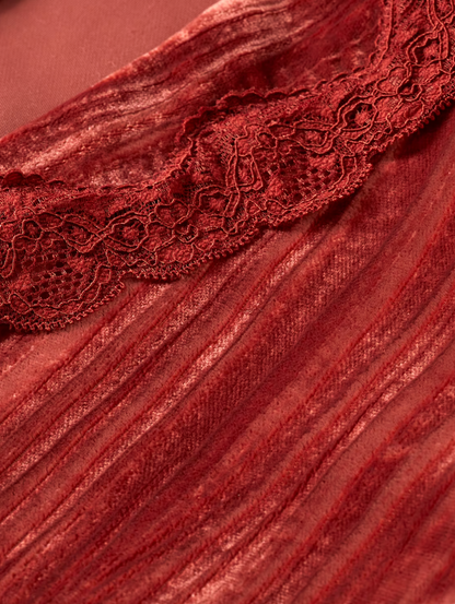 Crushed Velvet Jacket with Lace Trim
