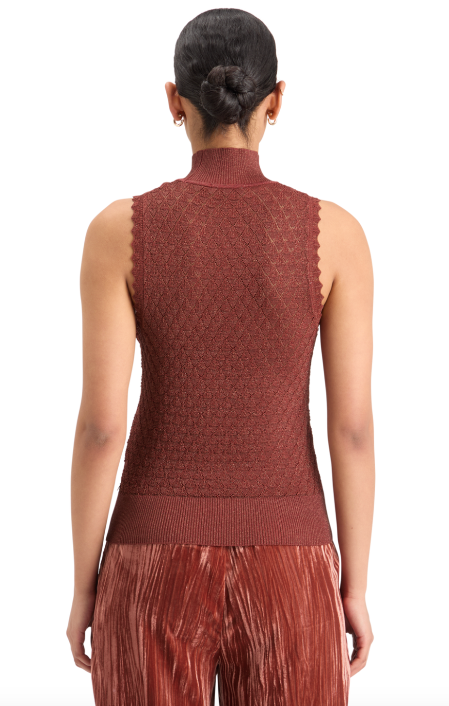 Metallic Pointelle Knitted Tank