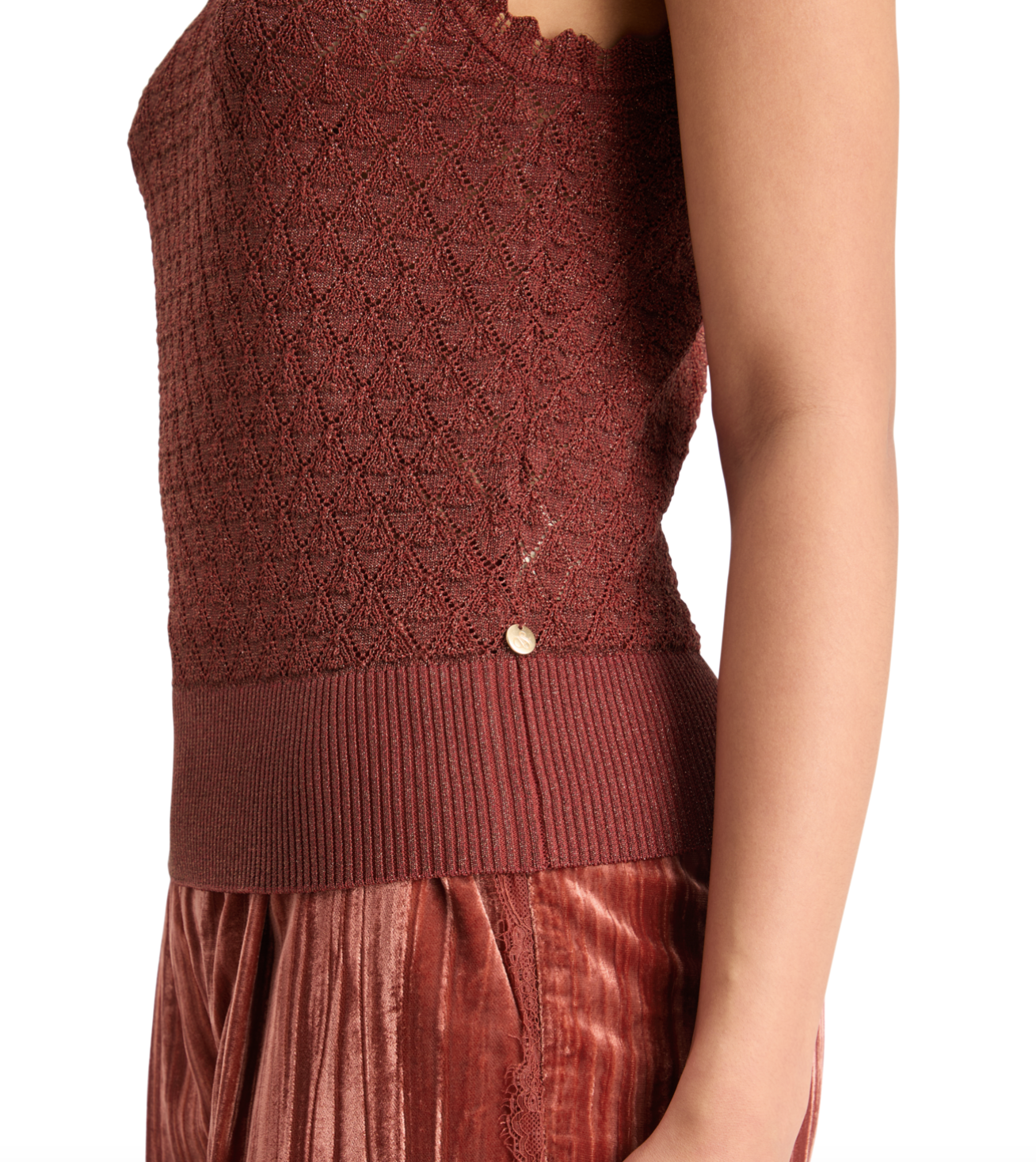 Metallic Pointelle Knitted Tank