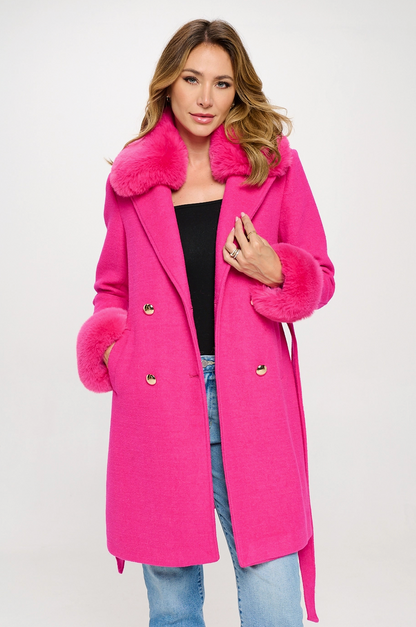 Faux Fur Trench Coat