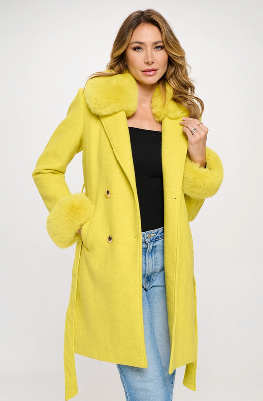 Faux Fur Trench Coat