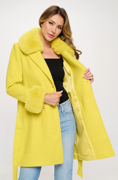 Faux Fur Trench Coat