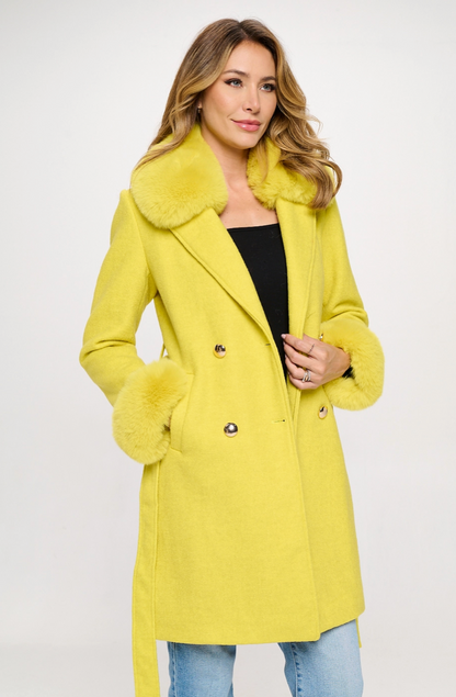 Faux Fur Trench Coat