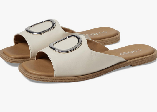 End Of Time Off-White Leather Sandal