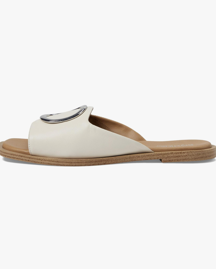 End Of Time Off-White Leather Sandal