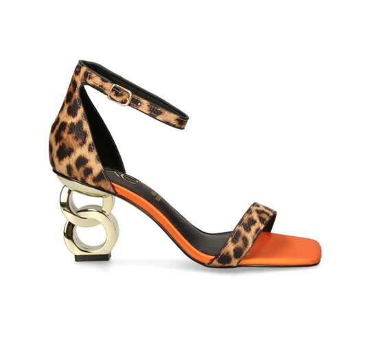 Leopard/Orange Statement Heel