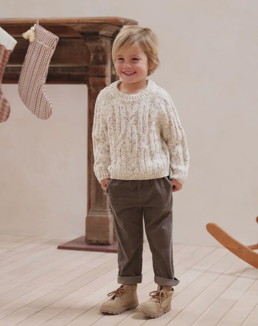 Cable Knit Sweater Natural Speckle for Baby/ Kids