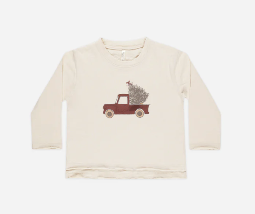 Raw Edge Long Sleeve Tee Truck