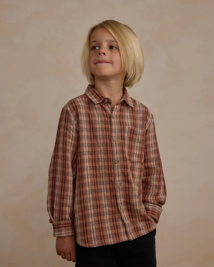 Collared Long Sleeve shirt in Autumn Plaid