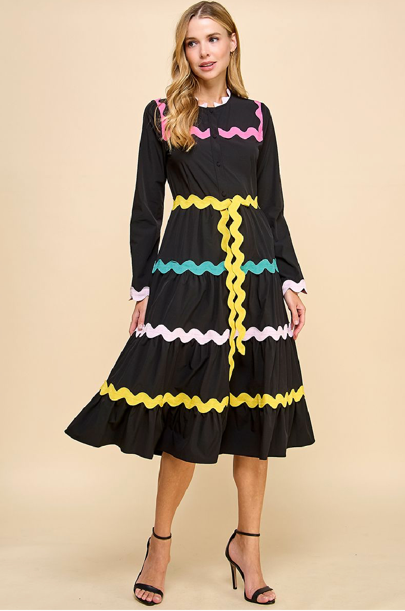 Colorful Ricrac Midi Dress