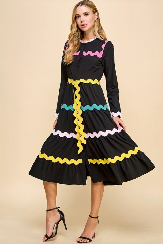 Colorful Ricrac Midi Dress