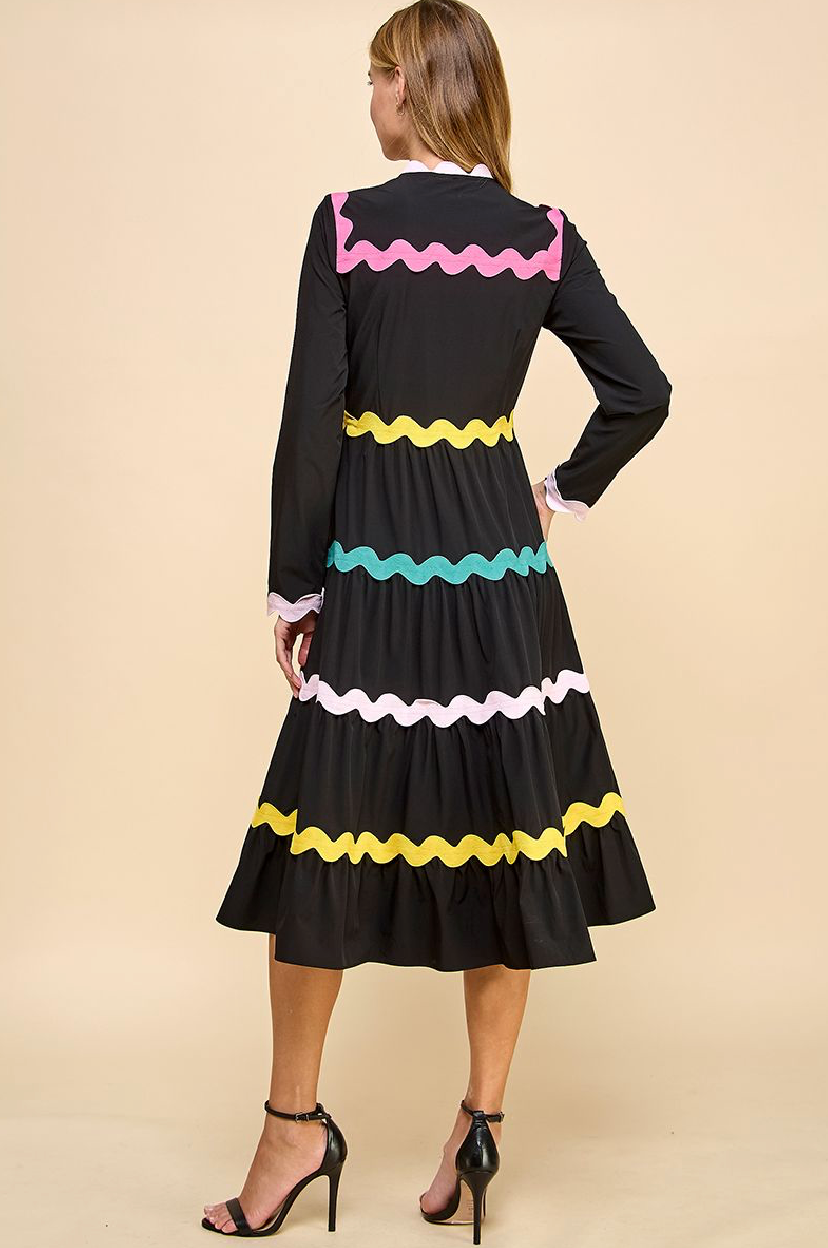 Colorful Ricrac Midi Dress