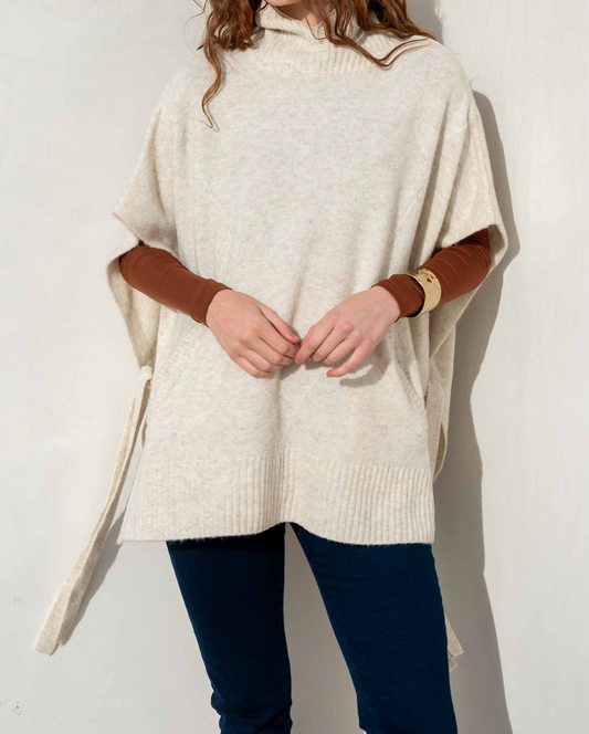 Cape Poncho Sweater in Cream