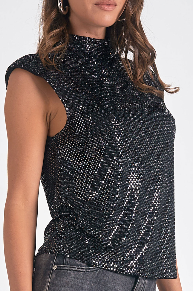 Mock Neck Sparkle Top