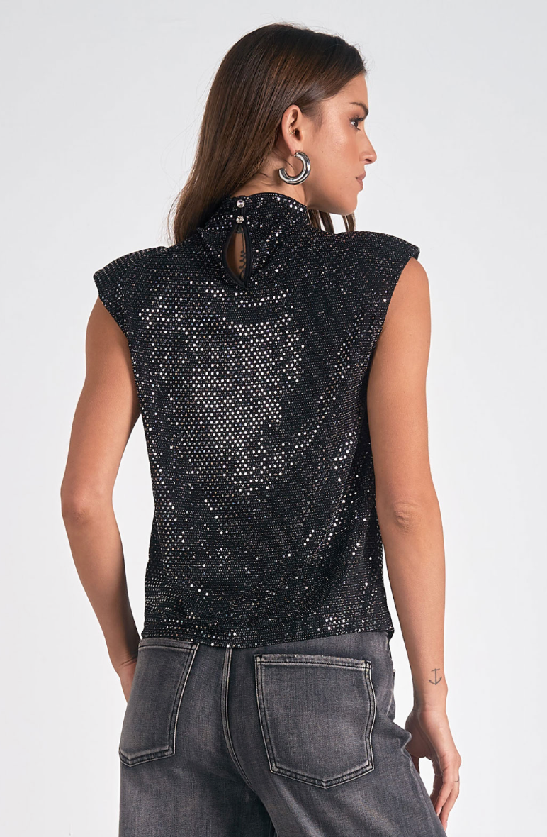 Mock Neck Sparkle Top