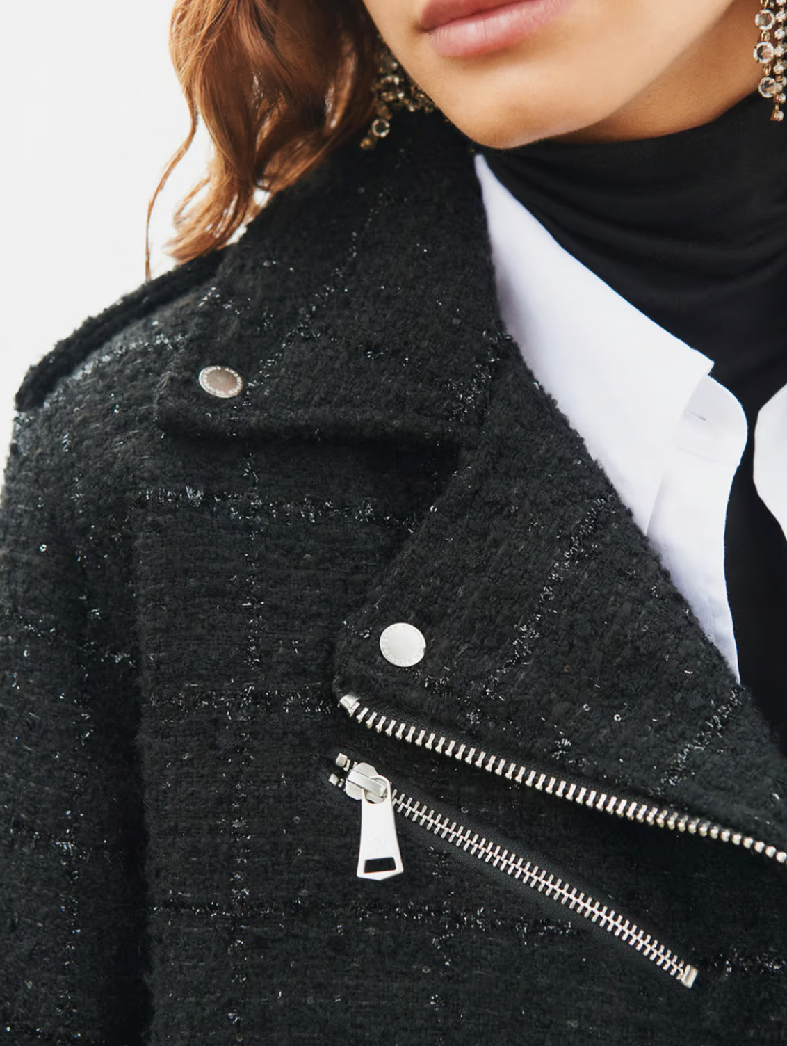 Boucle Tweed Biker Jacket