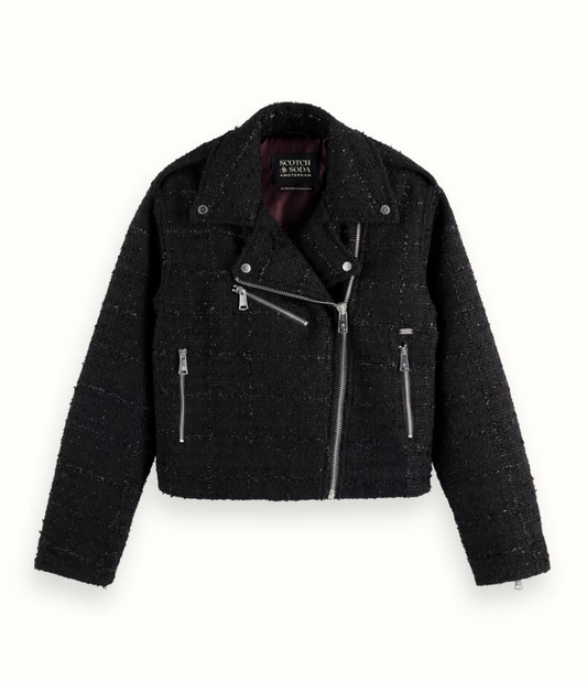 Boucle Tweed Biker Jacket