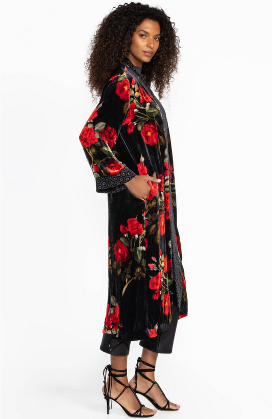 Velvet Kimono Coat in Rosana