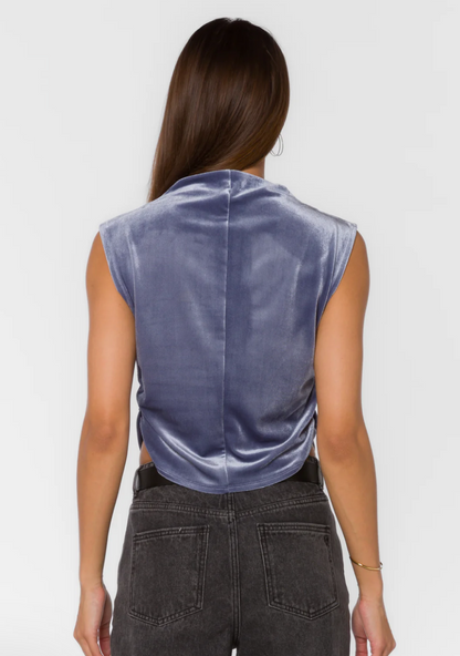 Lavali Velvet Sleeveless Mock Neck Top